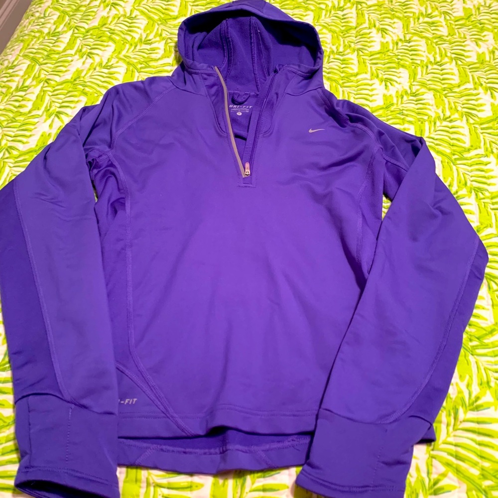 Nike pullover purple half zip with hoodie